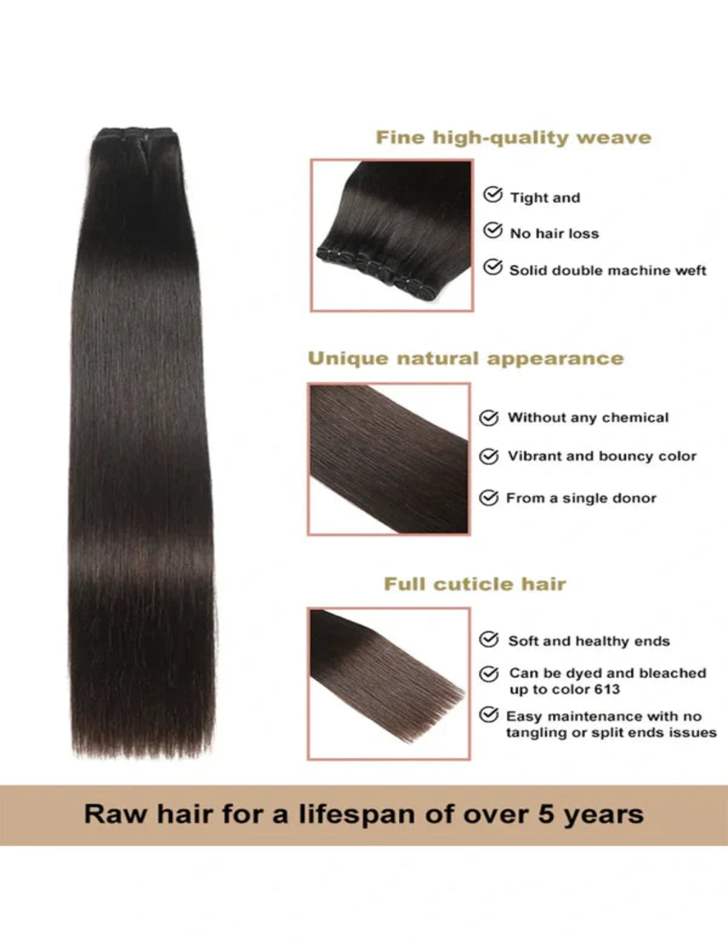 Cambodian Virgin Hair Bundle Straight Natural Color