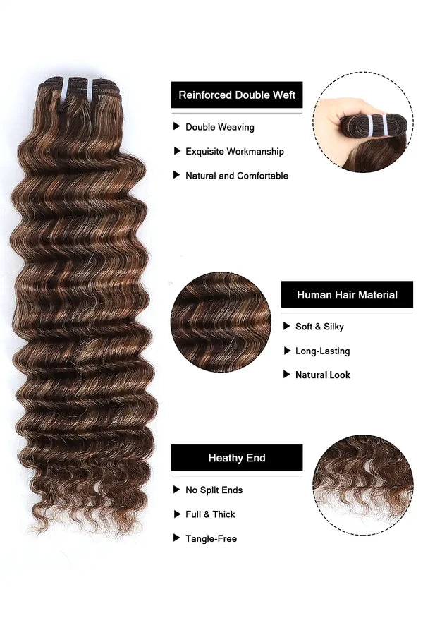 #4/27/30  Color Cambodia Virgin Hair Bundles Deep Wave