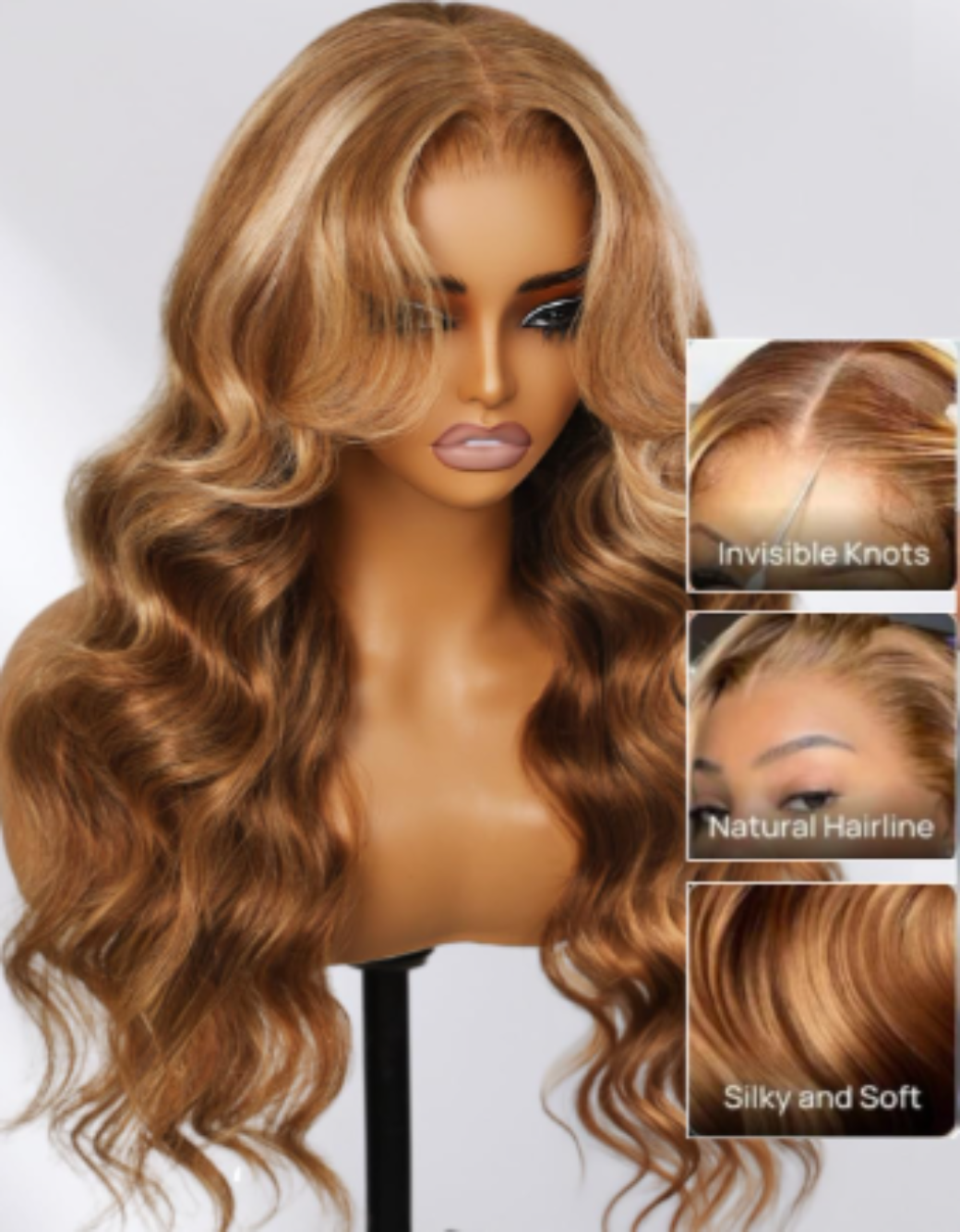 Invisible Knots Lace Front Wigs Human Hair Honey Blonde Highlight Pre Everything Glueless Wig Human Hair Pre Plucked Pre Cut 150% Density